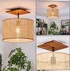 hofstein Deckenleuchte Deckenlampe Metall/Rattan/Wienergeflecht/Stoff in Schwarz/Natur/Beige, ohne Leuchtmittel, runde Deckenleuchte im modernen Boho-Design (Schirm Ø 35 cm), E27 Bild 5
