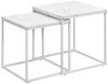 Home Collective Couchtisch 2er Set Beistelltisch Loft Design 2in1 Verschachtelung Wohnzimmer, kratzfeste Oberfläche 53cm & 43cm Weiß Marmor Optik mit Weißen Beinen Bild 2