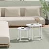 Home Collective Couchtisch 2er Set Beistelltisch Loft Design 2in1 Verschachtelung Wohnzimmer, kratzfeste Oberfläche 53cm & 43cm Weiß Marmor Optik mit Weißen Beinen Bild 4