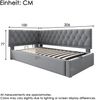 Polsterbett 90×200 cm mit hydraulischem Bettkasten, L-Form-Design, Samt Grau Bild 4