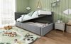 Polsterbett 90×200 cm mit hydraulischem Bettkasten, L-Form-Design, Samt Grau Bild 5