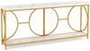 180cm Konsolentisch Eingangstisch schmal Marmor Optik Sofatisch mit geometrischem Metallrahmen Bild 2