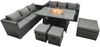 Fimous Rattan Gartenmöbel Set 6-Sitzer Garten Sofa Gas Feuertisch Set mit 3 Hockern Bild 2