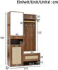 Garderobenset 110 x 38 x 190 cm in Walnuss-Holzoptik mit Spiegel, Sitzbank und LED-Beleuchtung Bild 5