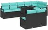 vidaXL Gartensofa-set mit Speicher 9 pcs Schwarz und Blau Poly-Rattan 3348852 Bild 2