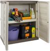 Dmora Acira Outdoor-Garderobe, Mehrzweck-Balkongarderobe, Outdoor-Möbel mit 2 Türen, 100 % Made in Italy, Beige und Braun, 70 x 39 x 86 cm, gestreifte Oberfläche Bild 4
