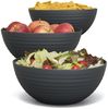 Hausfelder Servierschüssel Salatschüssel Set Schüsseln für Salat, Chips, Obst in Schwarz, Kunststoff, (3er Set, 3-tlg), spülmaschinengeeignet, BPA-frei, bruchfest, Wellen-Design Bild 2