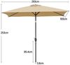 Yaheetech Rechteckiger Sonnenschirm Ø 293cm, Gartenschirm Balkonschirm mit 6 Rippen, Terrassenschirm Kurbelschirm, Sonnenschutz, Hellbraun Bild 4