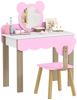 Kinderschminktisch-Set mit Hocker & Schublade, 68x35x86 cm, Rosa Bild 4