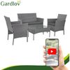 Gardlov Gartenlounge-Set Rattan-Gartenmöbel Glastisch, (Spar-Set, 4-tlg, wetterbeständige Möbel), bestehend aus 2 Sesseln, Zweisitzer-Sofa und Tisch mit Glasplatte Bild 3