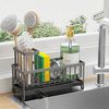 SURFOU Küchenorganizer-Set Spülbecken Organizer Küchen Organizer Spüle Organizer Schwammhalter, (Sink Caddy Kitchen Organizer, Schwammhalter Spülorganizer, Spülmittel Halterung, Spülutensilien Aufbewahrung,Hochwertiger Kohlenstoffstahl, Waschbecken Abw... Bild 2