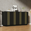 Merax Sideboard, Aufbewahrungsschrank mit 4 Türen, 35 x 140 x 70 cm. Design mit vergoldeten Linien, Spind mit verstellbaren Trennwänden, Kabinett, Schwarz+Gold Bild 3