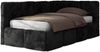 Jugendbett 90x200 ARVO Polsterbett mit Bettkasten, Stauraum & Gasdruckfeder, Modernes Design mit Kopfteil - Schwarz Plüsch - Rechts Seite Bild 5