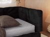 Jugendbett 90x200 ARVO Polsterbett mit Bettkasten, Stauraum & Gasdruckfeder, Modernes Design mit Kopfteil - Schwarz Plüsch - Rechts Seite Bild 4