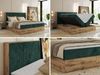 Doppelbett, Boxspringbett mit Bettkästen, Multipocket-Matratze und Topper, Set mit Kopfteil, Eiche Wotan Holzrahmen - WOOD CLASSIC - 160 x 200 cm - Dunkelgrün Cord - H3 Bild 2