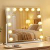 SONGMICS Make-up Spiegel mit LED-Beleuchtung, Kosmetikspiegel, Touch-Steuerung, Handyhalter, 3 Lichtfarben, 50 x 42 cm, weiß Bild 2