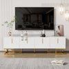TV-Schrank Weiß Gold Metallbeine Modern mit Türen Stauraum Sideboard Lowboard Wohnzimmermöbel 170 cm Design Fernsehtisch Bild 3