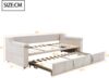 Merax Polsterbett, Doppelbett, Schlafsofa, 90/180*190 cm, Mit Smart Bluetooth-Stereoanlage, USB-Ladeanschluss, Ablagefächern, Samtstoff, Beige Bild 4