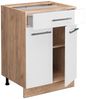 Küchenunterschrank Fame-Line Weiß Hochglanz 60 cm mit Schublade, AP Marmor Vicco Bild 4