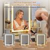 COSTWAY Schminktisch (1-St), Eck-Frisiertisch Set, LED Kosmetiktisch mit Hocker Bild 2