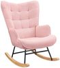 PXloue Schaukelstuhl Stillsessel Relaxsessel Loungesessel, Mit Holzkufen Wohnzimmersessel für Schlafzimmer Kinderzimmer,Teddysamt Bild 5