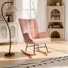 PXloue Schaukelstuhl Stillsessel Relaxsessel Loungesessel, Mit Holzkufen Wohnzimmersessel für Schlafzimmer Kinderzimmer,Teddysamt Bild 3