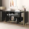 Sideboard Hochglanz, mit LED, 150x40x80 cm, Schwarz Bild 2