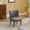 Esszimmerstuhl 56 x 60 x 72 cmaus Top-Grain-Leder in Grau mit Kautschukholz-Beinen und Knopfdetails Bild 5