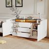 Sideboard mit LED-Beleuchtung, 2 Schränken & 3 Schubladen 140x40x68 cm Weiß+Schwarz Bild 3