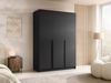 Mirjan24 'Cikzori' Kleiderschrank mit Einlegeböden und Kleiderstange, 3-türig, Laminatplatte, 215 x 58 x 150 cm, Schwarz / Schwarz, ohne Spiegel Bild 2