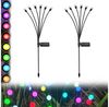 MUPOO LED Gartenleuchte LED-Lichterkette Leuchten Solarbetriebene Glühwürmchen IP65, 2 Stück, 6 LED-Leuchten, Solar Glühwürmchen Warmweißes/RGB,Garten Deko Glühwürmchen,6/8/10Köpfe Bild 1