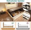 Merax Einzelbett 90x200 cm Polsterbett Kinderbett Jugendbett mit Stauraum, hydraulisches Bett, LED-Beleuchtung mit App-Steuerung, USB- & Type-C-Ladeanschlüsse, Samt, Beige Bild 5