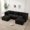 3-Sitzer Modulsofa H 69 x T 297 x B 177 cm aus Cord in Schwarz mit 74 cm Sitztiefe Bild 3