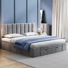 OKWISH Polsterbett Doppelbett Stauraumbett Bett mit Lattenrost (Mit 4 Schubladen (160x200 cm), Bezug aus Samt Bild 2