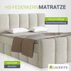 Juskys Boxspringbett Manitoba - Bouclé-Stoff, Gepolstertes Kopfteil mit Steppung & Stabile Konstruktion, Topper inklusive - Beige Bild 4