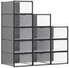SONGMICS Schuhboxen, Schuh-Organizer aus Kunststoff, mit Tür, durchsichtig, 12er Set, stapelbar, einfache Montage, 33,2 x 23 x 14,5 cm, für Schuhe bis Größe 43, transparent-tintenschwarz Bild 2