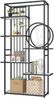 Metallregal im modernen Stil, solides Stahlrohr, geometrische Struktur, mehrstufiges Design, runde Dekoration, geeignet für die Inneneinrichtung, Weiß + Schwarz, 100 x 30 x 180 cm Bild 5