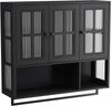 Hängeschrank mit Glasfront & Handtuchhalter, 88x26x82,5 cm, Schwarz Bild 5