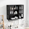 Hängeschrank mit Glasfront & Handtuchhalter, 88x26x82,5 cm, Schwarz Bild 3