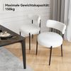 Puluomis Esszimmerstuhl (2/ 4/6er Set Bouclé mit Rückenlehnen, Polsterstühle Küchenstühle mit Metallbeinen, für Esszimmer Küche Wohnzimmer Schlafzimmer, Modern Retro Design, 6 St), Weiß, Schwarz Bild 3