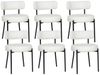 Puluomis Esszimmerstuhl (2/ 4/6er Set Bouclé mit Rückenlehnen, Polsterstühle Küchenstühle mit Metallbeinen, für Esszimmer Küche Wohnzimmer Schlafzimmer, Modern Retro Design, 6 St), Weiß, Schwarz Bild 2
