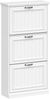 Schuhschrank mit 3 Klappen, Schmaler Schuhschrank, Holz Schuhkipper, Trennwand Verstellbar, 16-18 Paar, Schuhaufbewahrung für Flur, Garderobe, 24 x 63 x 135,5 cm, Weiß Bild 2