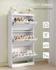 Schuhschrank mit 3 Klappen, Schmaler Schuhschrank, Holz Schuhkipper, Trennwand Verstellbar, 16-18 Paar, Schuhaufbewahrung für Flur, Garderobe, 24 x 63 x 135,5 cm, Weiß Bild 4