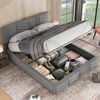 Novelux Polsterbett 140x190 mit Stauraum und höhenverstellbarem Kopfteil – Samtbett Grau, hydraulisches Doppelbett inklusive Lattenrost, ohne Matratze Bild 3