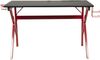 Schreibtisch >Game-Rocker< Halterungen, Carbon optik schwarz / rot - 60x75x120cm (BxHxT) Bild 2