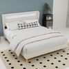 Flieks Polsterbett 140x200cm, Doppelbett mit LED-Kopfteil, Samt, Beige Bild 2
