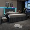 Polsterbett mit USB- und Typ-C-Anschluss, LED-Beleuchtung, 4 Schubladen, Stoffbett 160x200 cm,Grau Bild 3
