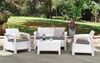 Dmora Loungeset für draußen Nelson, Outdoor-Lounge mit Couchtisch, Terrassenset mit Kissen, Gartenkomposition mit Sofa und Sesseln, 128x70 h79 cm, Weiß Bild 2