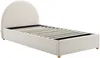 Vente-unique - LIRIMO Bett StoffSamt Beige - B 202 cm x H 87 cm x L 103 cm Bild 4