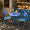 HTI-Living Garten-Essgruppe Sitzgruppe Metall Bistro Set mit Motiv Blüten für Balkon und Terrasse, (Set, 3-tlg, 1 Tisch 2 Stühle), Sitzgruppe Essgruppe Balkonset Bild 5